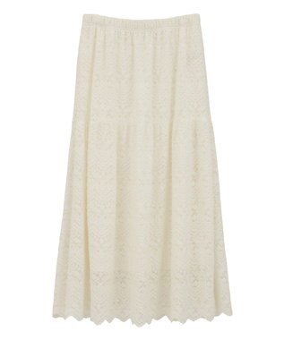 Green Parks 起毛レースティアードスカート Off White
