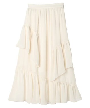 earth music&ecology シアー楊柳アシメティアードスカート Off White