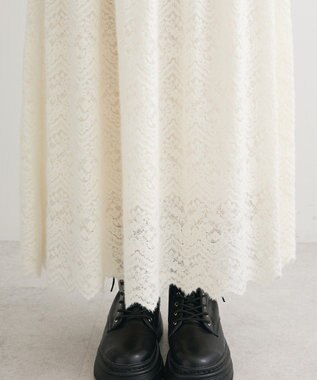 Green Parks 起毛レースティアードスカート Off White