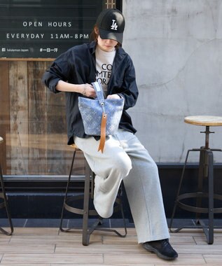 russet デニムジャガード丸底2WAYワンショルダーバッグ(CE-1686) Indigo