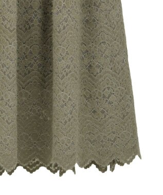 Green Parks 起毛レースティアードスカート Gray Beige