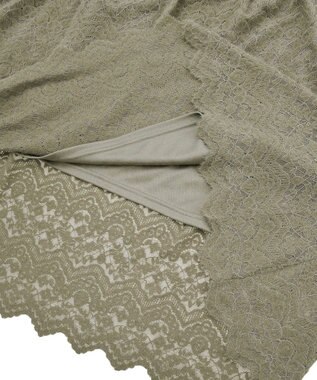 Green Parks 起毛レースティアードスカート Gray Beige