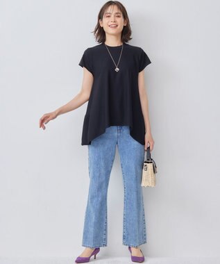 組曲 【WEB限定カラーあり】バックフレアニットTシャツ ブラック系