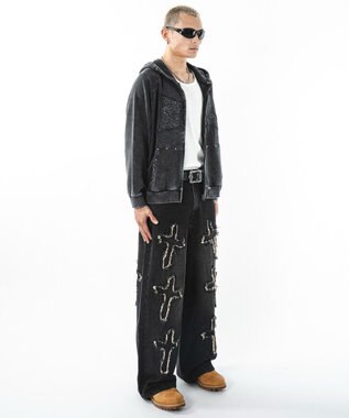 WEGO パウダーブリーチスタッズZIPパーカー スミクロ