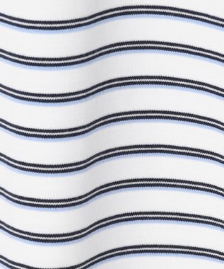 UNFILO コットンスムース レイヤードインナー ランダムボーダー(オフ×ブラック糸)