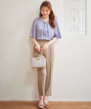 ANY SIS 【洗える】メタルパーツボウタイ ブラウス ライトブルー