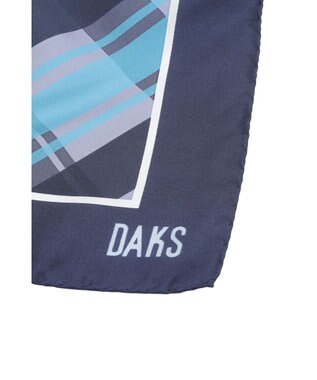 DAKS シルク 50thブルーチェックプリント スカーフ ブルートパーズ
