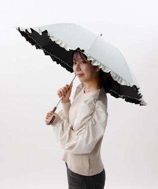 AURORA 【WEB限定】フリル晴雨兼用傘（1段スライドショート） ミントグリーン