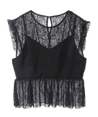 Green Parks ・ＥＬＥＮＣＡＲＥ　ＤＵＥ　ドッキングレースブラウス Black