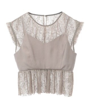 Green Parks ・ＥＬＥＮＣＡＲＥ　ＤＵＥ　ドッキングレースブラウス Gray Beige