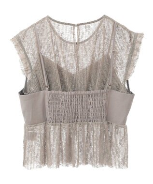 Green Parks ・ＥＬＥＮＣＡＲＥ　ＤＵＥ　ドッキングレースブラウス Gray Beige