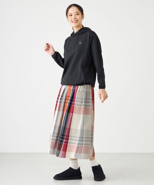 SHARE PARK LADIES メモリーチェックフレアスカート オレンジ系3
