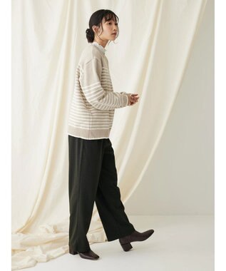 CRAFT STANDARD BOUTIQUE 洗えるモールニットボーダープルオーバー Gray Beige