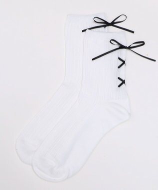 WEGO レースアップバックリボンソックス オフホワイト