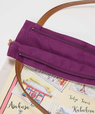 TOPKAPI 【TREASURE TOPKAPI】マイルドサテン スカーフ柄 トートバッグ スーベニアプリント ライトベージュ