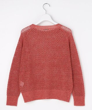 自由区 L リネンミドルゲージメッシュ ニット ピンク