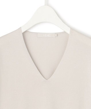 ICB L 【WEB限定カラーあり・接触冷感・UVケア・洗える】 シンセティックハイゲージ Vネックプルオーバー トープ系