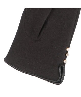 UNBILLION カシュネ cache nez / パールビーズ付きジャージー手袋 ブラック