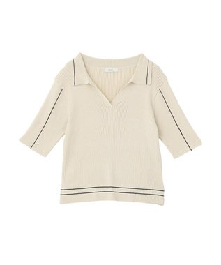 earth music&ecology ラインカラーポロニット ブラック