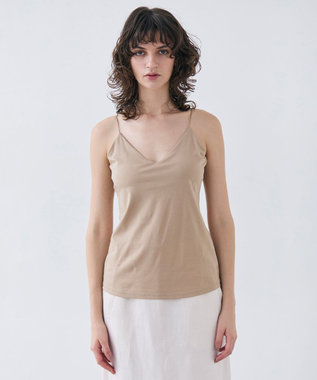 BEIGE， 【洗える・Precious 7月号掲載】ABELIA / コットンVラインカップ付きキャミソール Beige
