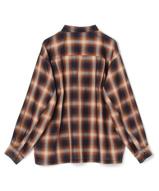 UNFILO MENS 【男女兼用】エアリーシアー オンブレシャツ ブラウンチェック