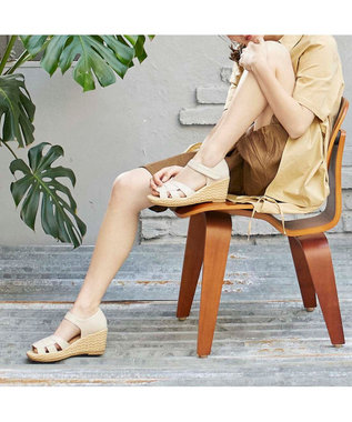 MODE ET JACOMO <D'ICI>カットワークストラップサンダル アイボリー