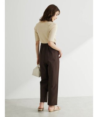 Green Parks 綿麻混タックテーパードパンツ Brown