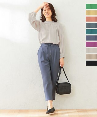 ANY 【接触冷感・UVケア】イージーケア美脚 パンツ ブルー