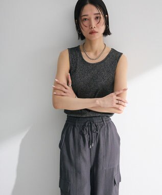 Green Parks ・Ｐｅｔｉｔ　Ｆｌｅｕｒ　ラメリブタンクトップ Black