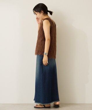 AMERICAN HOLIC 【前後2way】サイドスリットシャギーベスト Brown