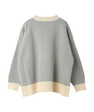 earth music&ecology ダイヤ柄ジャガードカーディガン Off White