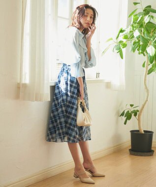 Feroux メローラッフル ブラウス スカイブルー系