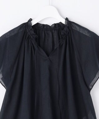 自由区 【WEB限定カラーあり】シアーラミーローンフリルデティール ブラウス ネイビー