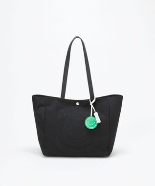 TOPKAPI 【Breath TOPKAPI】SMILE COLLECTION エンボス スマイル ビッグ トートバッグ /スマイルチャーム付き ブラック