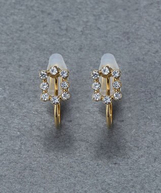 Phoebe 〈痛くないシリーズ/金属アレルギー対応〉タイニーレクタングルビジューライトフィットイヤリング　小粒/小さい/小さめ ゴールド