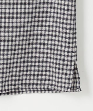 J.PRESS LADIES S 【洗える】ポリエステルヴィスコースブロックチェック フリルネック ブラウス チャコール×ピンク系