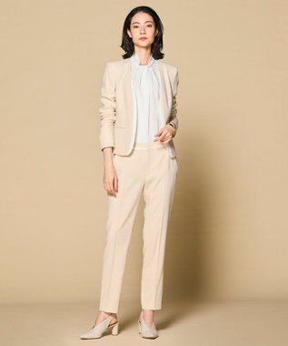 BEIGE， 【洗える・L-size】CINDY / クロップドパンツ Sheer Orange × White