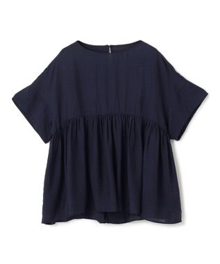 UNFILO ヴィンテージシアー ギャザーペプラムブラウス [WEB限定]ネイビー