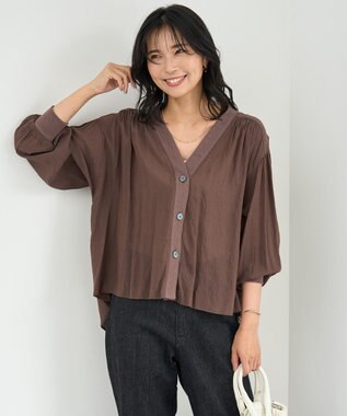 UNFILO シアーシャツ カーディガン ブラウン