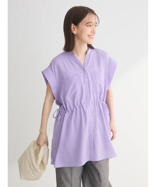 Green Parks ウエストドロストフレンチスリーブチュニック Purple