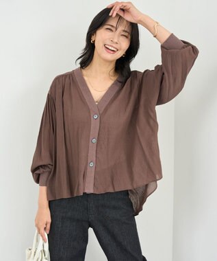 UNFILO シアーシャツ カーディガン ブラウン