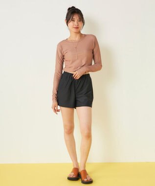 OP／FILA 【Ocean Pacific】カップ付きラッシュガード　水着3点セット ブラウン