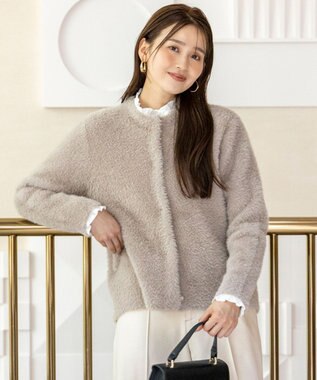 ANY SIS フェザーニット ジャケット ベージュ