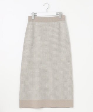 自由区 【洗える】リバーシブルニット セットアップ(カーディガン×タイトスカート) グレージュ×アクア