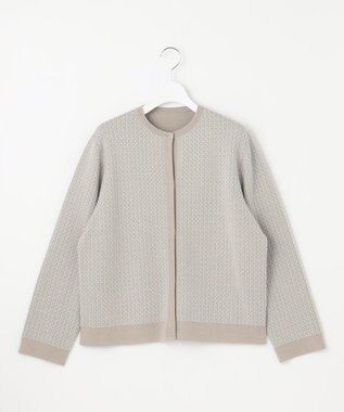 自由区 【洗える】リバーシブルニット セットアップ(カーディガン×タイトスカート) グレージュ×アクア