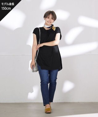 Tiaclasse L 【洗える】ボリュームフレンチカットソーチュニック ブラック