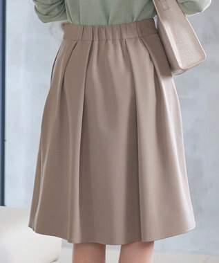 Tiaclasse 【洗える】大人上品なフレアタックスカート グレージュ