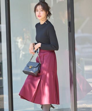 ANY SIS 【洗える】タックマーメイド スカート ローズピンク