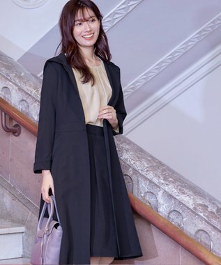 Tiaclasse 【洗える】大人上品なフレアタックスカート ネイビー