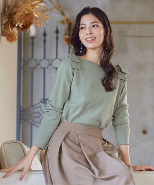 Tiaclasse 【洗える】大人上品なフレアタックスカート グレージュ